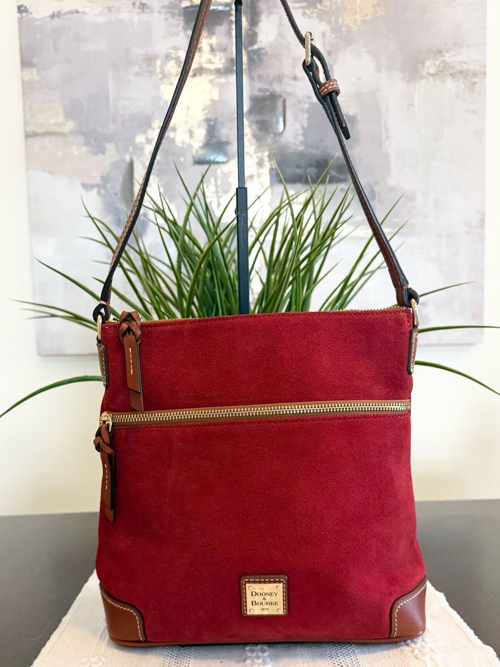 Dooney & Bourke Red Suede Crossbody